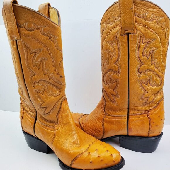 Ostrich Cowboy Boots African Only Leather Stitched Mexico \